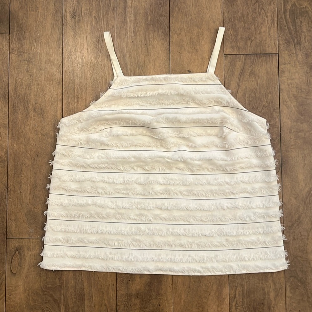 Anthropologie Cream Textured Sleeveless Top
